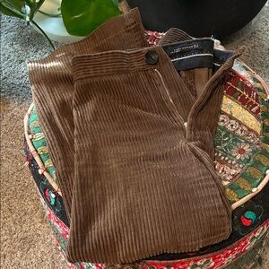 Zara Cropped Brown Corduroy Pants